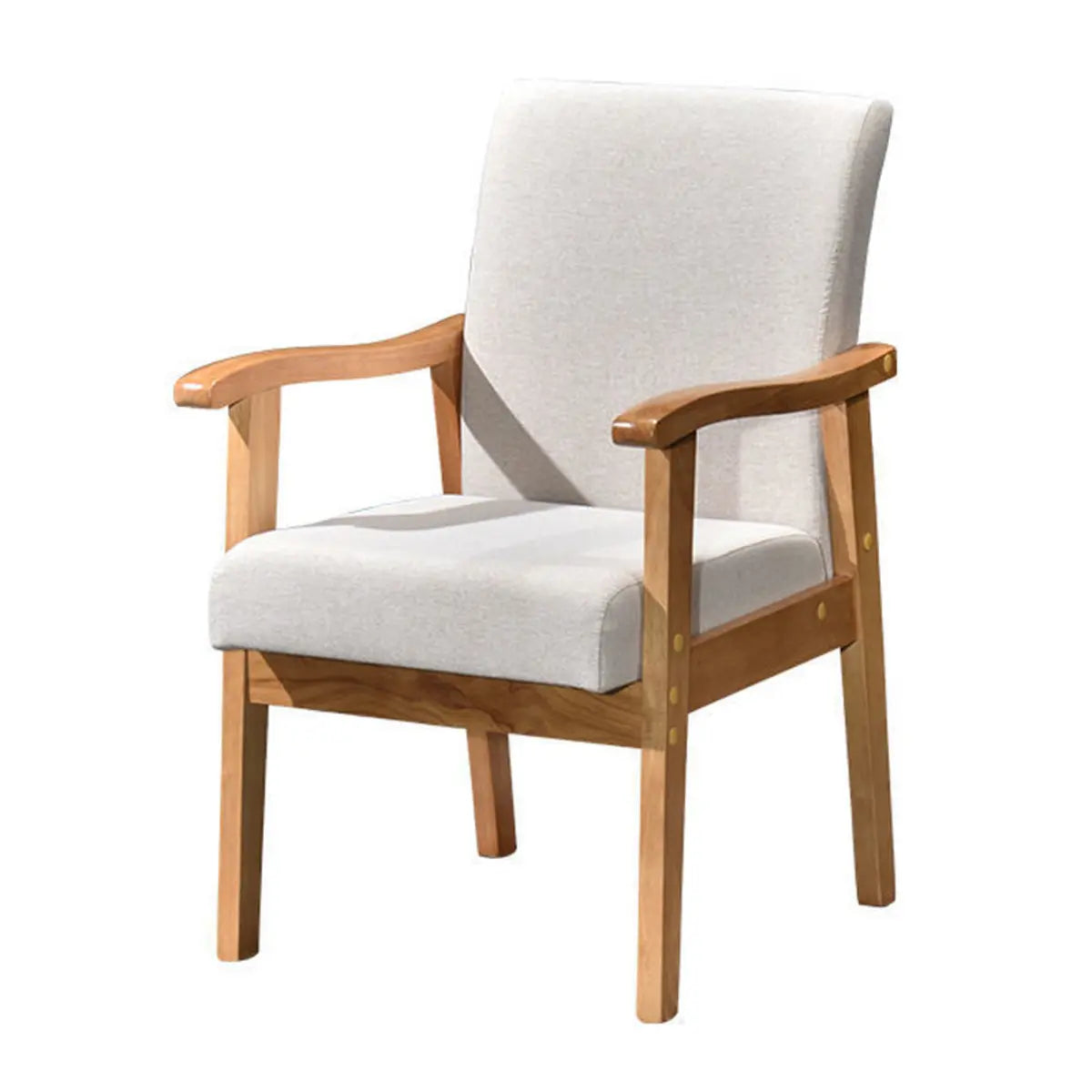 Coffee Wooden Frame Upholstery Armrest Dining Chair Image - 5