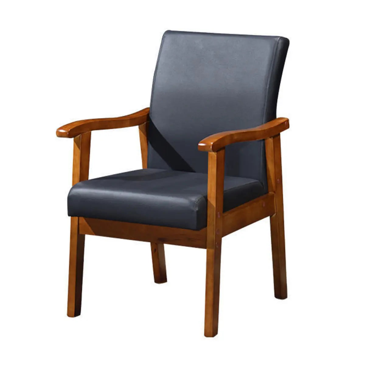 Coffee Wooden Frame Upholstery Armrest Dining Chair Image - 7