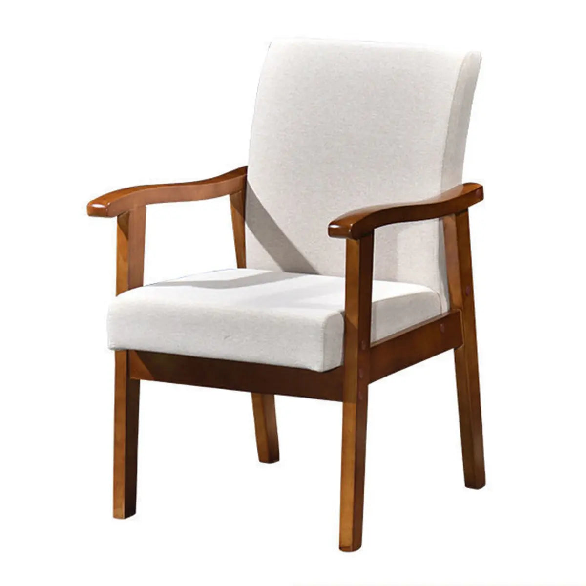 Coffee Wooden Frame Upholstery Armrest Dining Chair Image - 9
