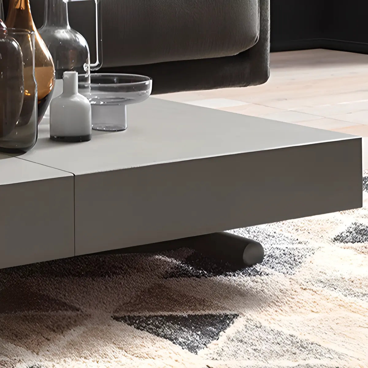 Collapsible Gray Wooden Coffee Table with Lift Top Image - 6