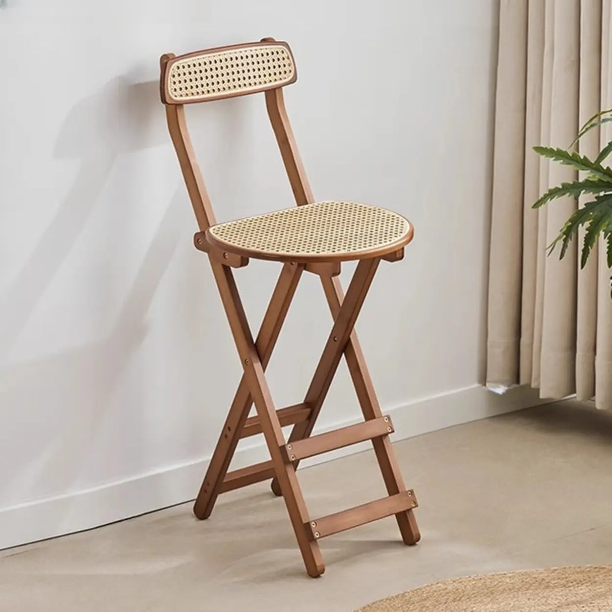 Collapsible Wooden Bucket Bar Stool with Footrest Image - 10