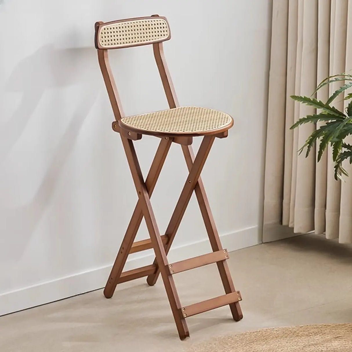Collapsible Wooden Bucket Bar Stool with Footrest Image - 11