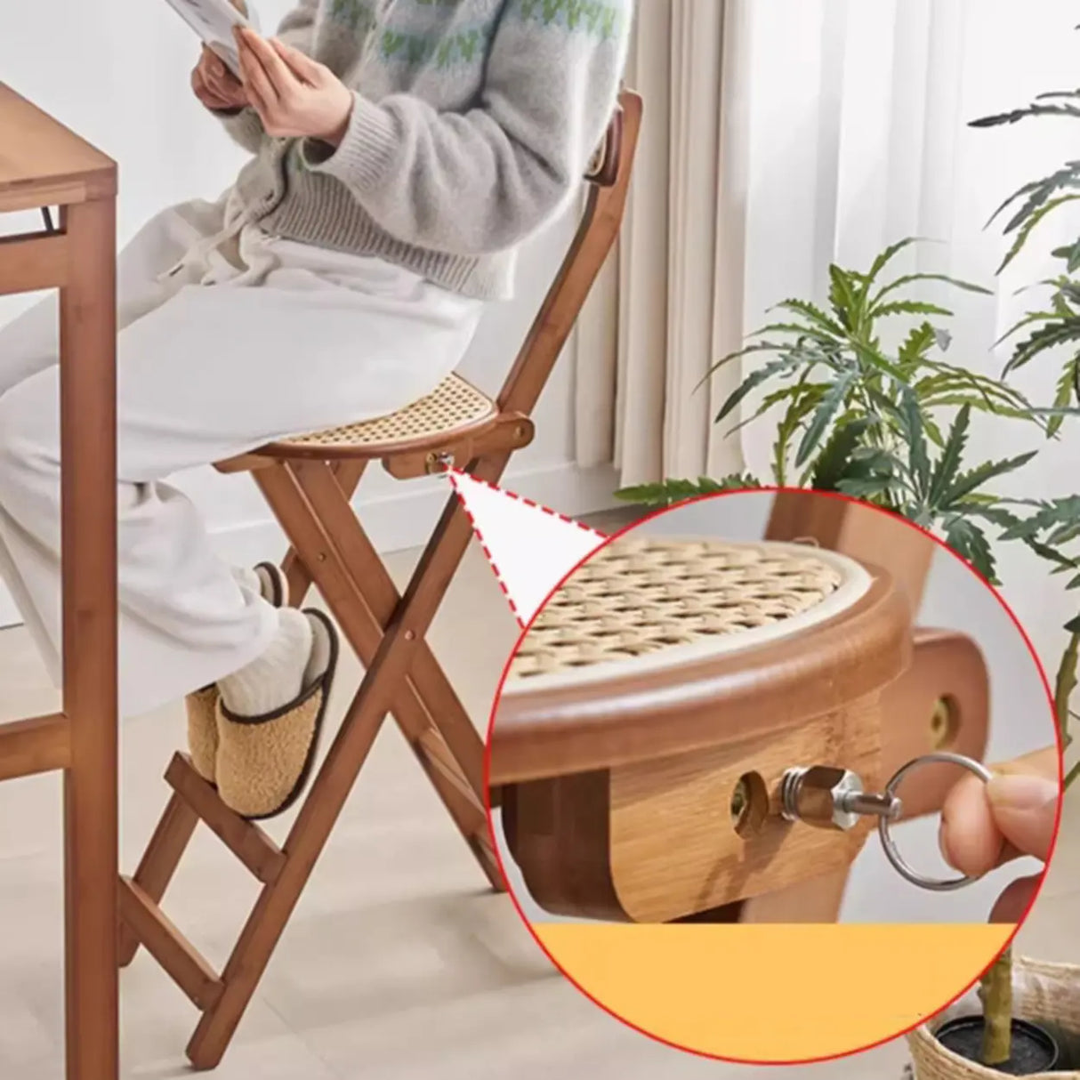 Collapsible Wooden Bucket Bar Stool with Footrest Image - 16