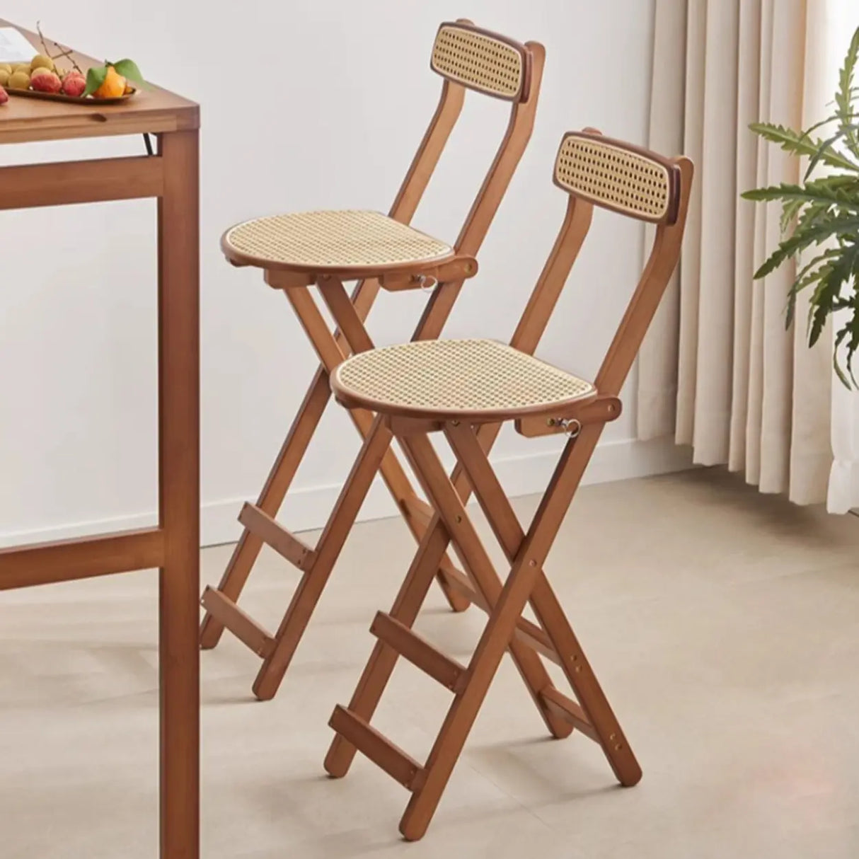Collapsible Wooden Bucket Bar Stool with Footrest Image - 8