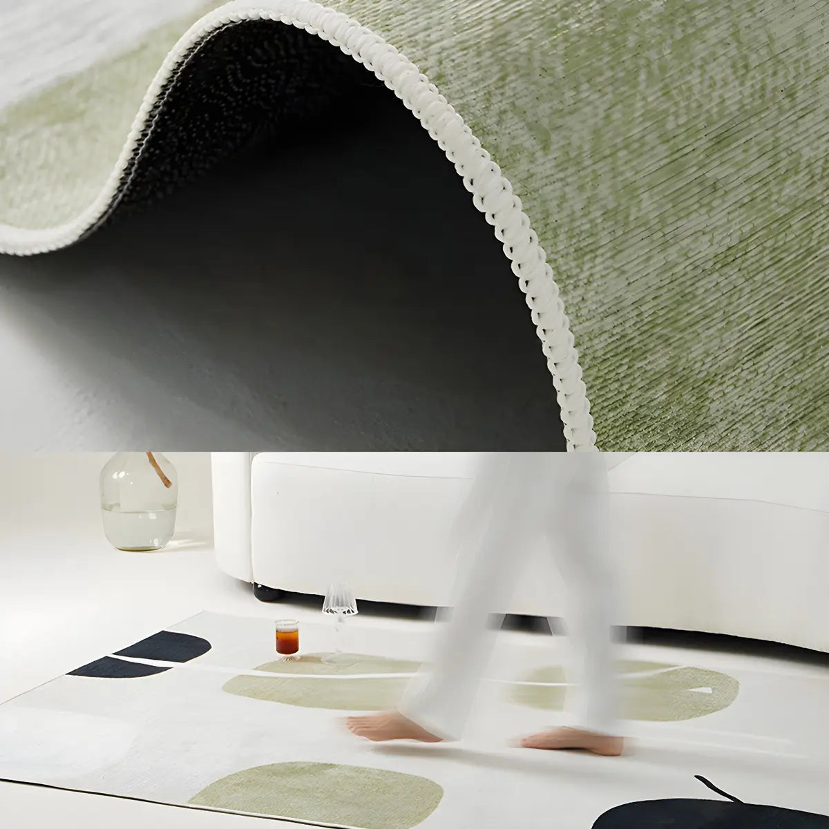 Color Block Modern Morandi Polyester Beige Area Rug Image - 7