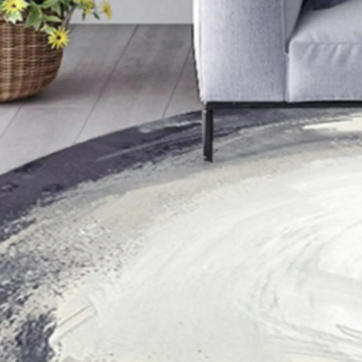 Color Blocks Modern Round Anti-Slip Vinyl Area Rug Image - 4