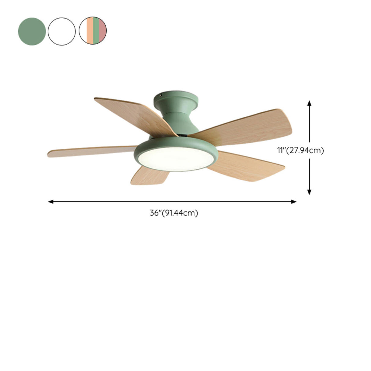 Colorful 5 Blade Wooden Standard Ceiling Fan with Light