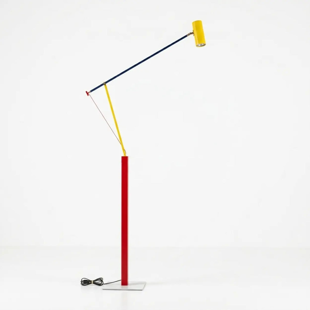 Colorful Adjustable Swing Arm LED Floor Lamp with Yellow Shade Image - 4