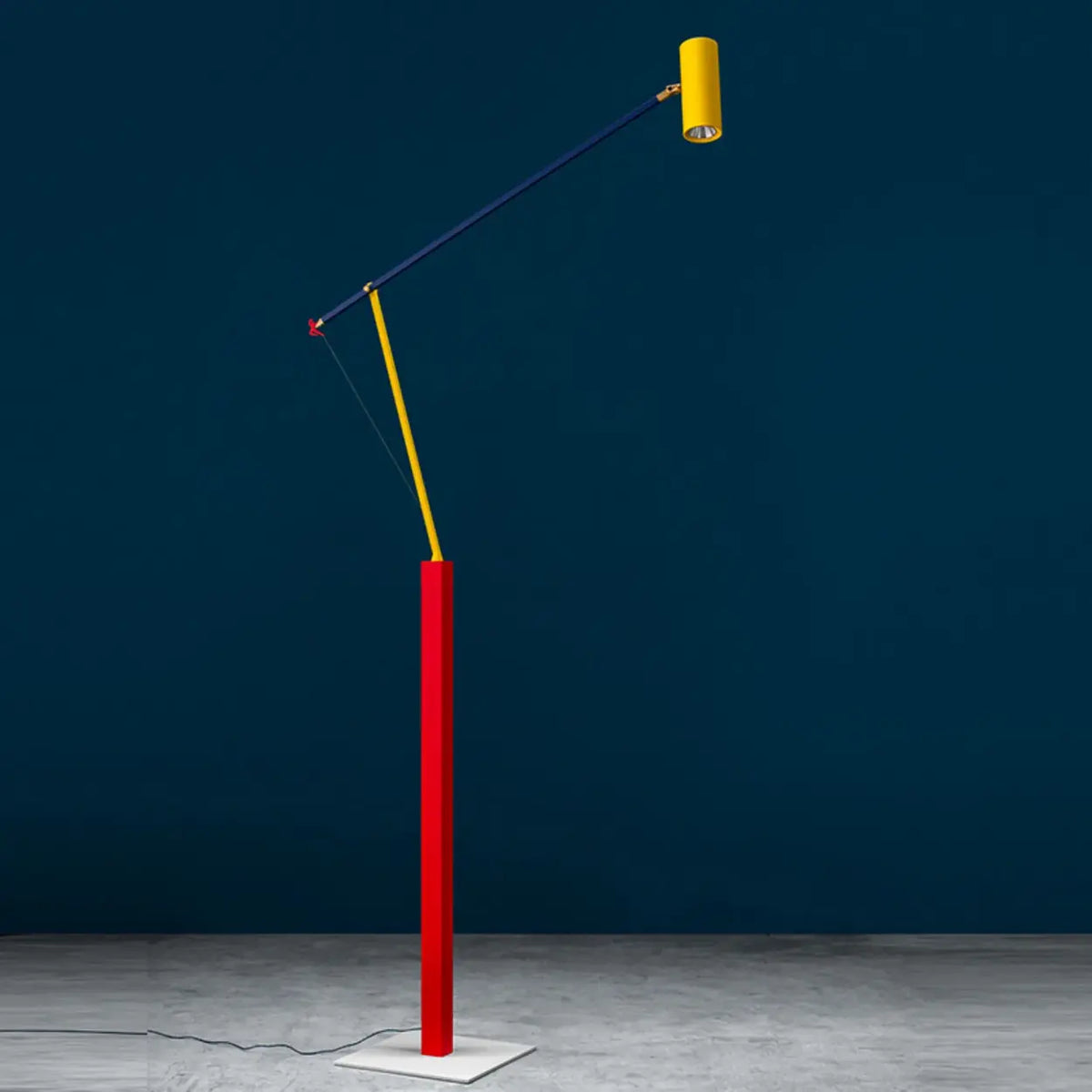 Colorful Adjustable Swing Arm LED Floor Lamp with Yellow Shade Image - 7