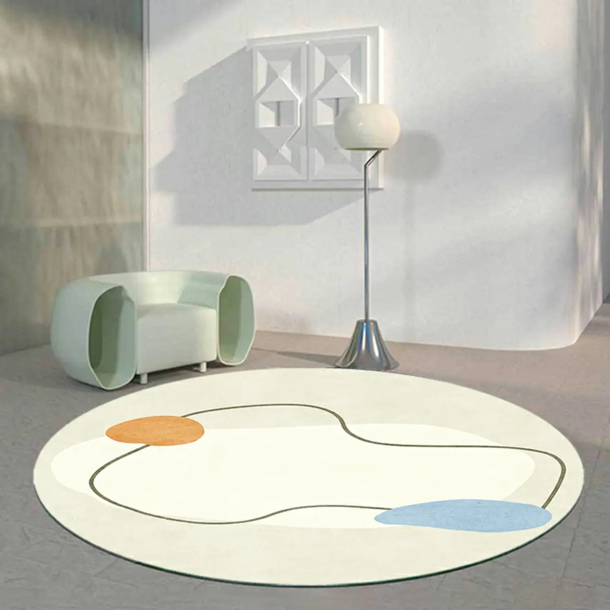 Colorful Contemporary Round Polyester Apricot Area Rug Image - 2