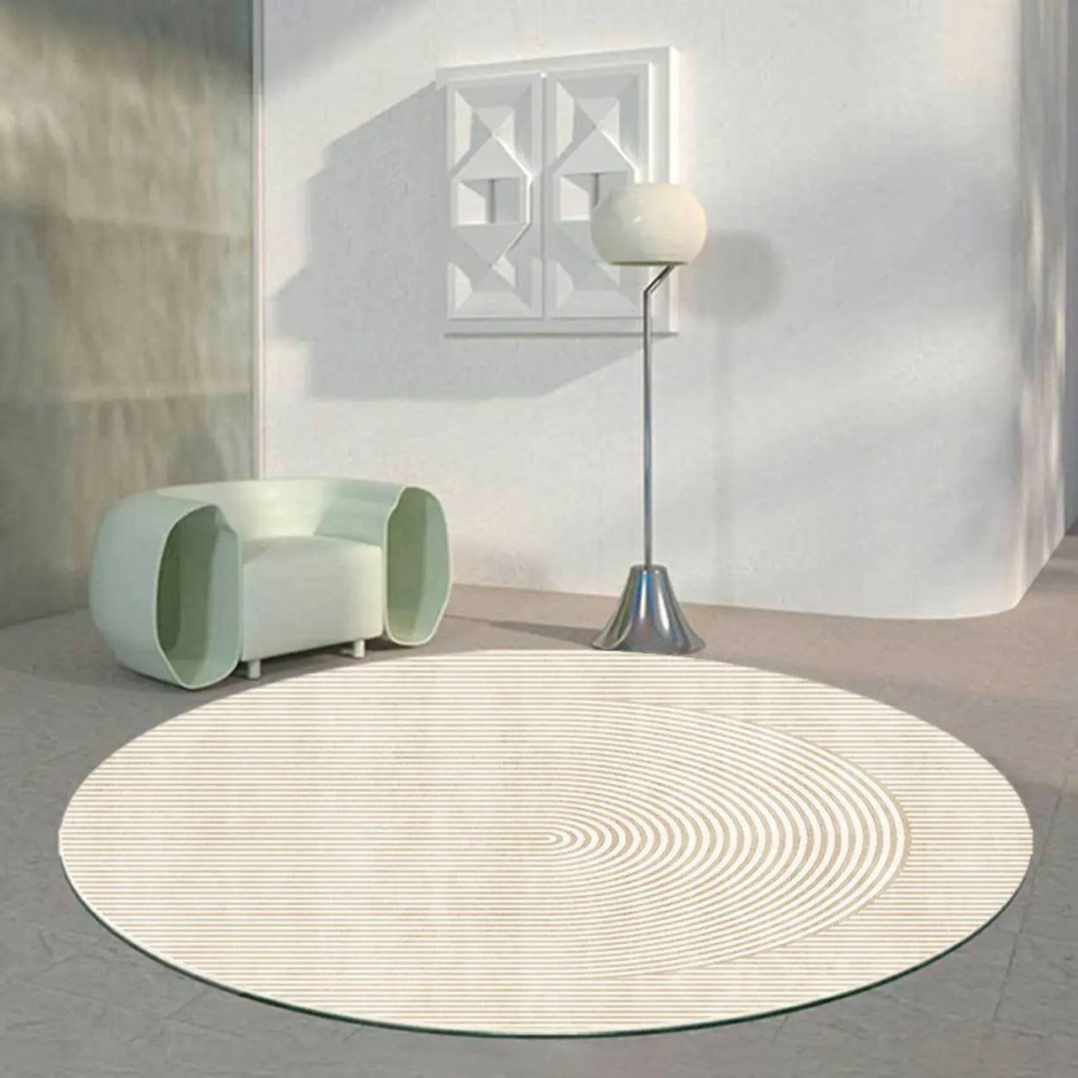 Colorful Contemporary Round Polyester Apricot Area Rug Image - 7