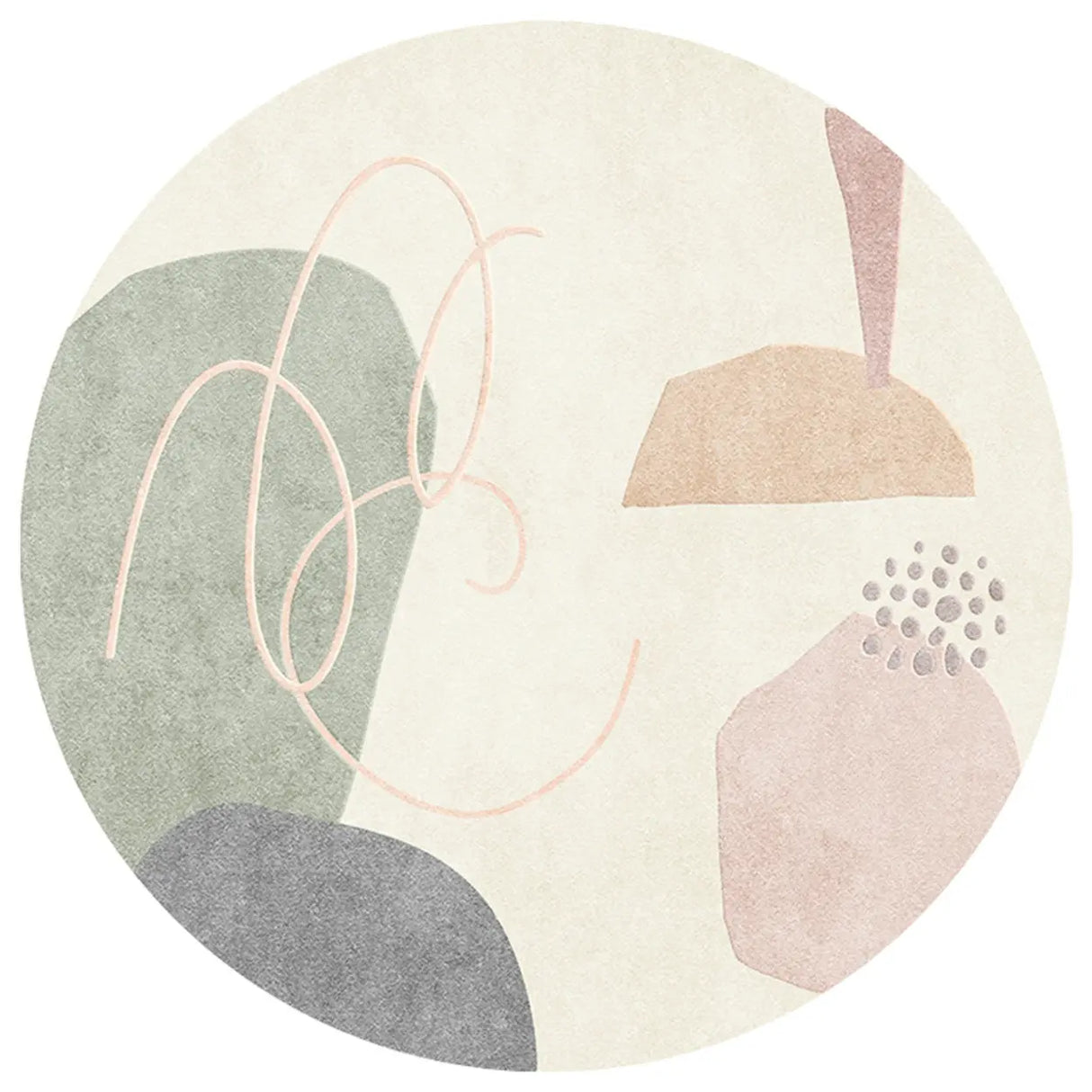 Colorful Contemporary Round Polyester Apricot Area Rug Image - 9