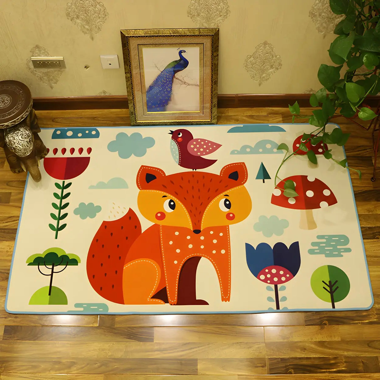 Colorful Fish Pattern Polyester Rectangular Area Rug Image - 1