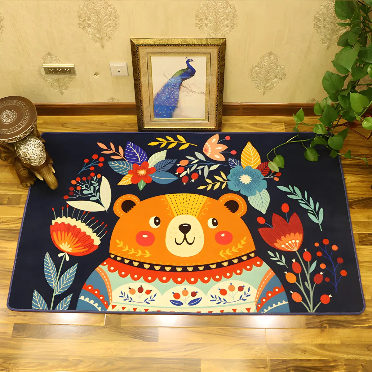 Colorful Fish Pattern Polyester Rectangular Area Rug Image - 4