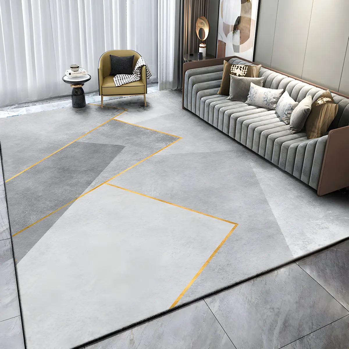 Colorful Geometric Rectangle Polyester Area Rug Image - 13