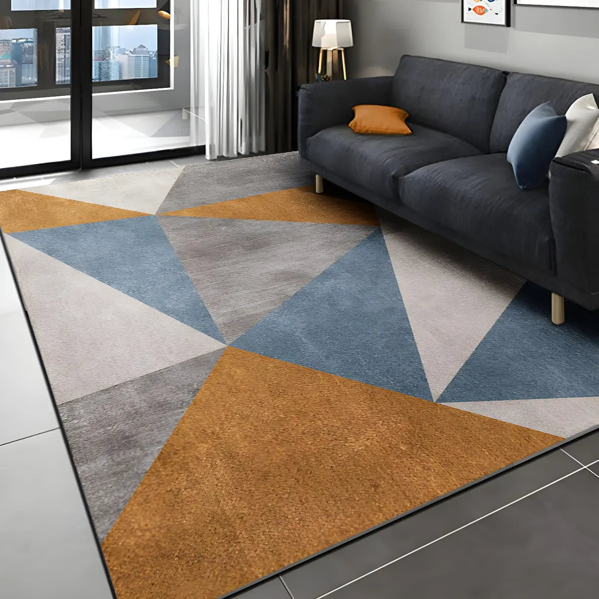 Colorful Geometric Rectangle Polyester Area Rug Image - 14
