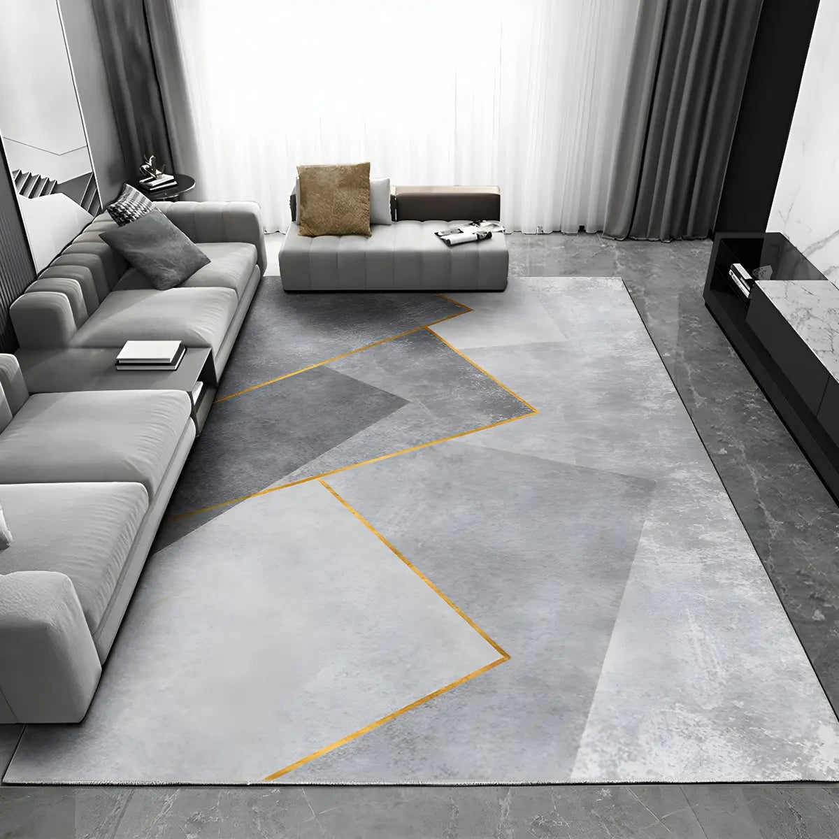 Colorful Geometric Rectangle Polyester Area Rug Image - 15