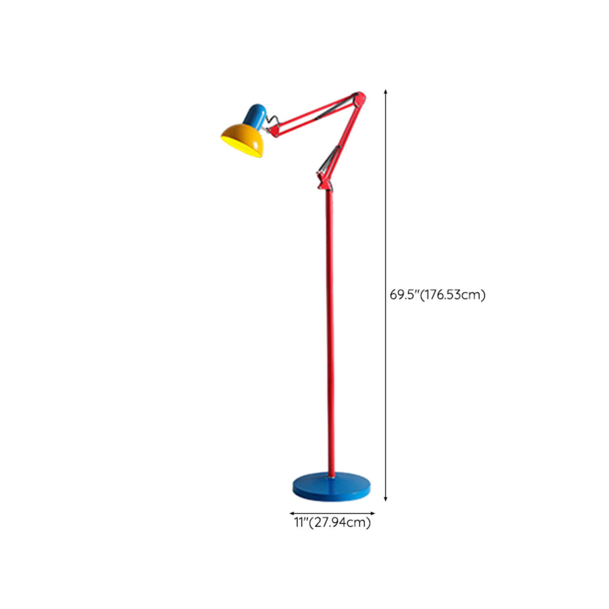 Colorful Modern Adjustable Dome Swing Arm Floor Lamp