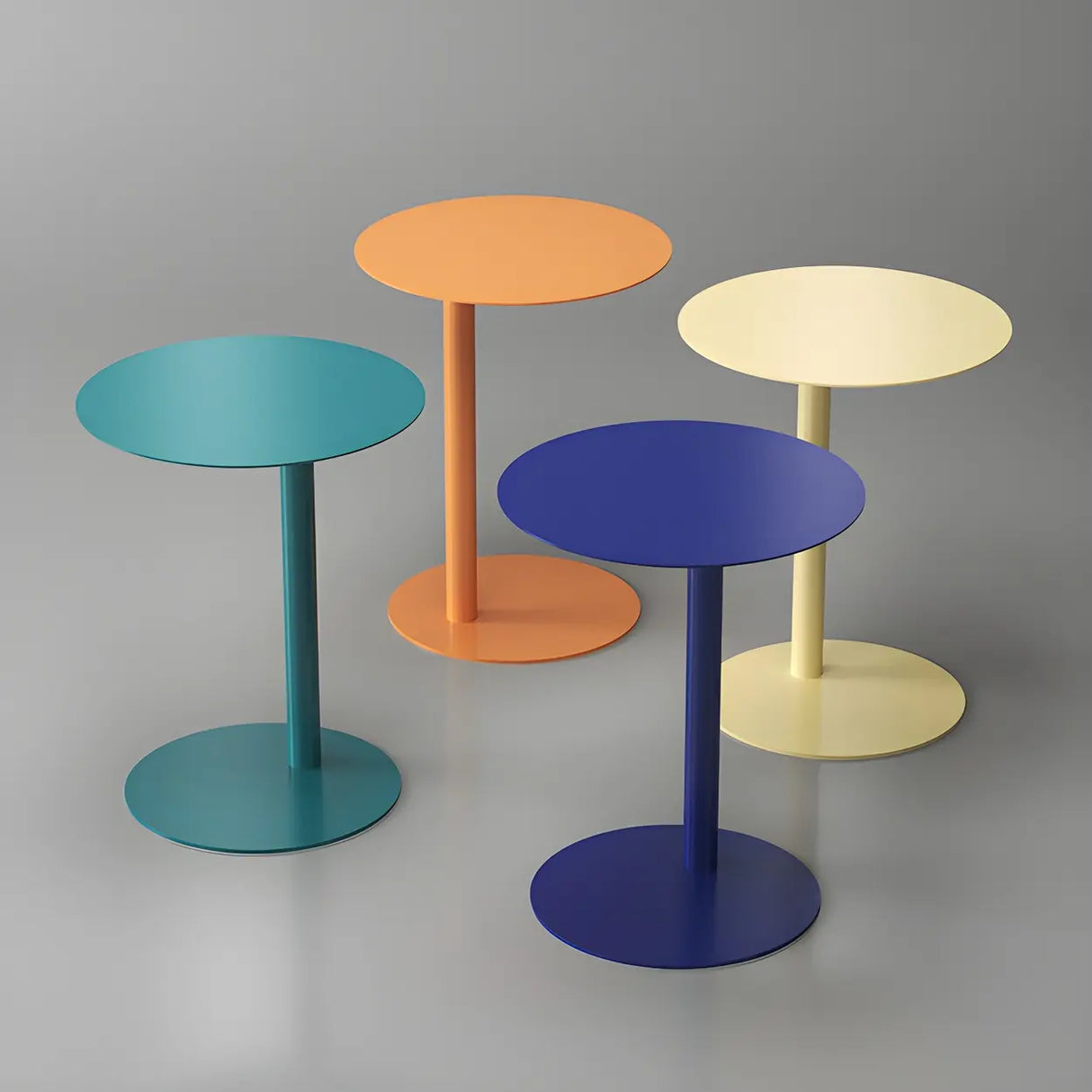 Colorful Round Metal C-Shaped Scandinavian Side Table Image - 19