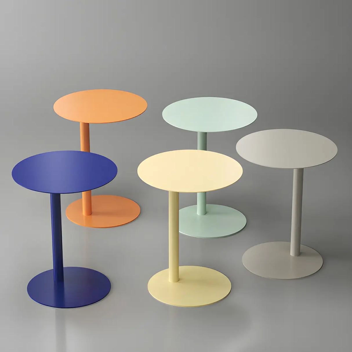 Colorful Round Metal C-Shaped Scandinavian Side Table Image - 23