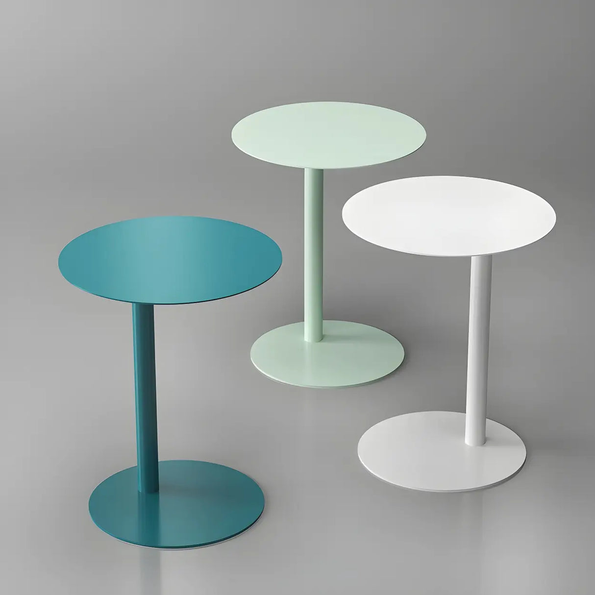 Colorful Round Metal C-Shaped Scandinavian Side Table Image - 9