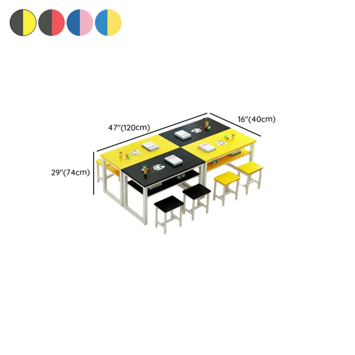 Colorful Waterproof Solid Wood Kids Desk with Shelf
