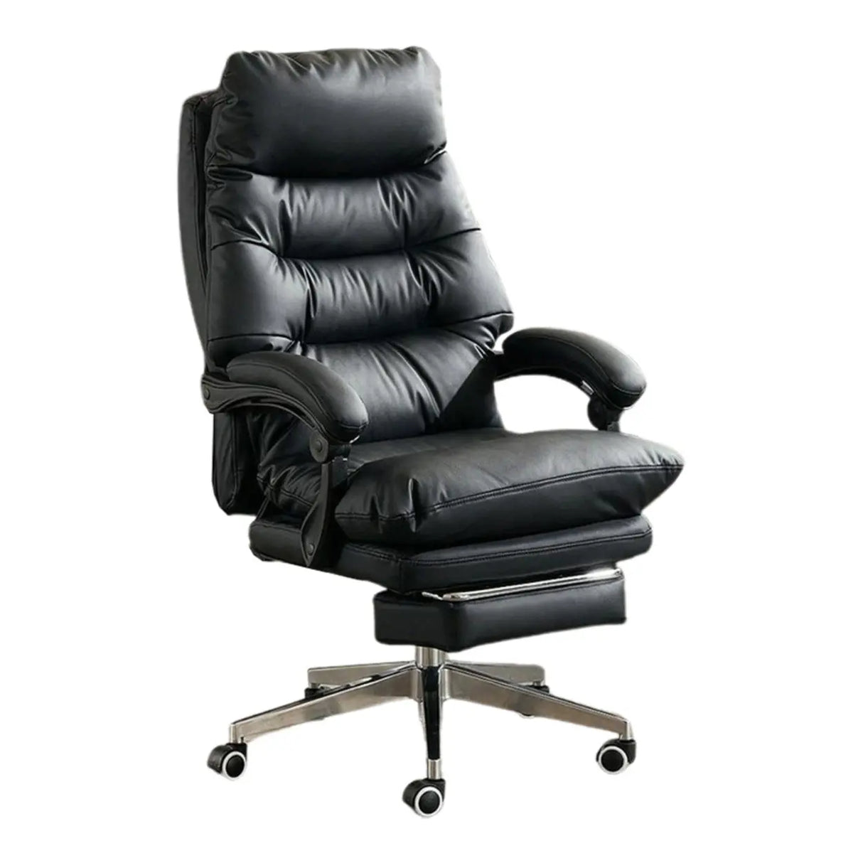 Comfort Reclining Leather Executive Office Chair with Wheels Image - 10