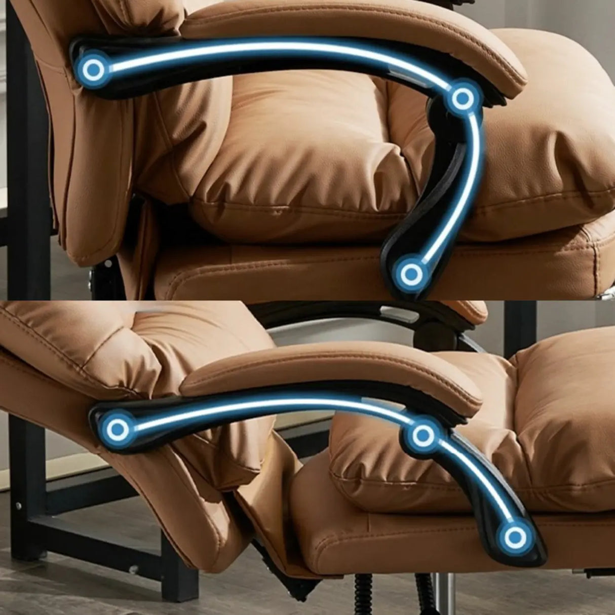 Comfort Reclining Leather Executive Office Chair with Wheels Image - 21