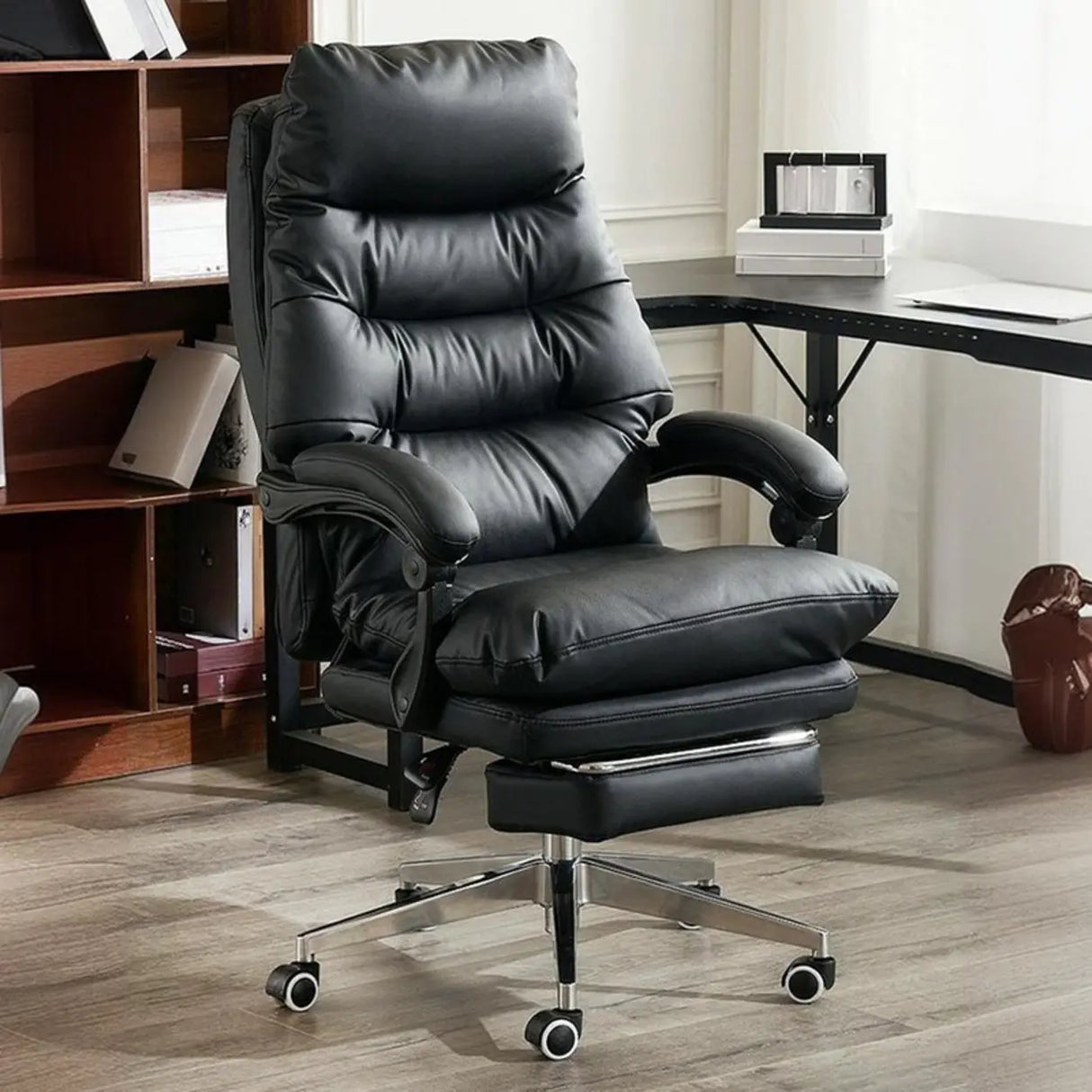Comfort Reclining Leather Executive Office Chair with Wheels Image - 22