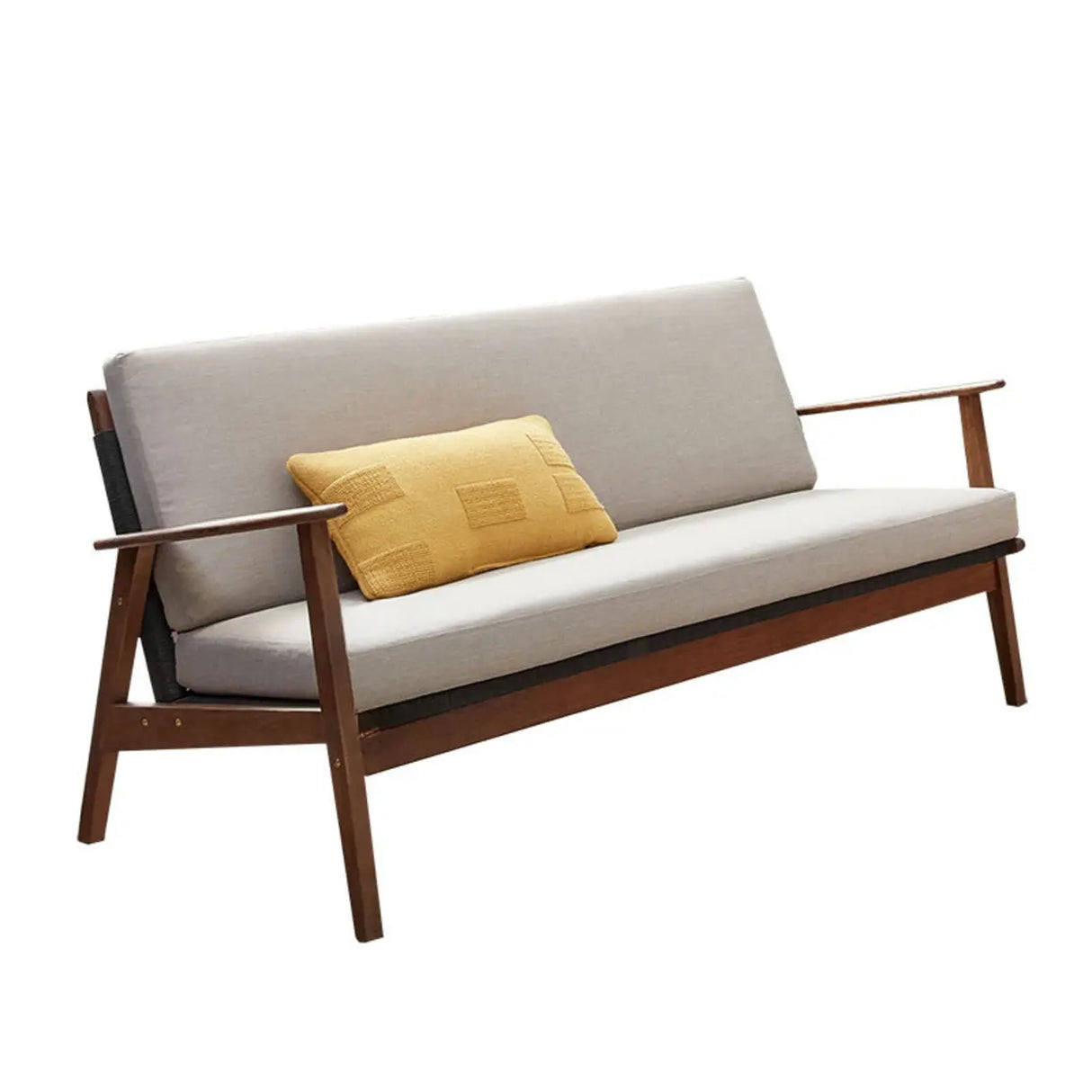 Comfortable Teak Beige Cushions and Pillow Patio Sofa Set Image - 3