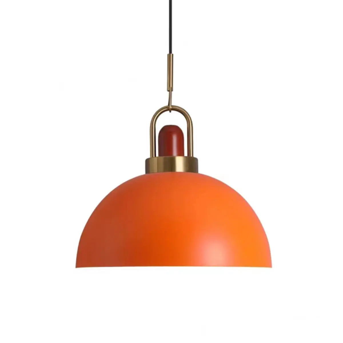 Commercial Industrial Orange Dome Metal Pendant Light Image - 8
