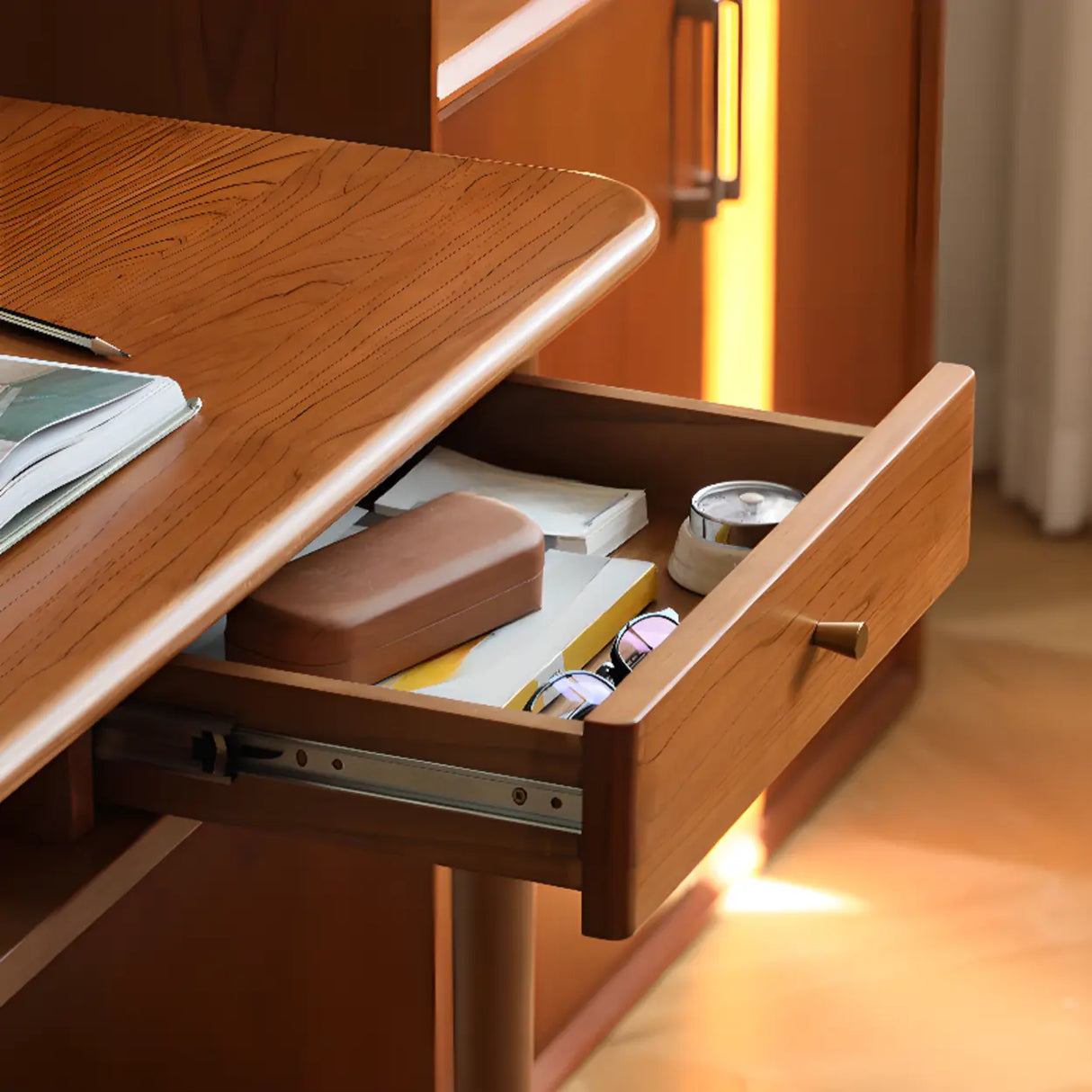 Compact Cherry Wood Standard Auburn Writing Desk Image - 8