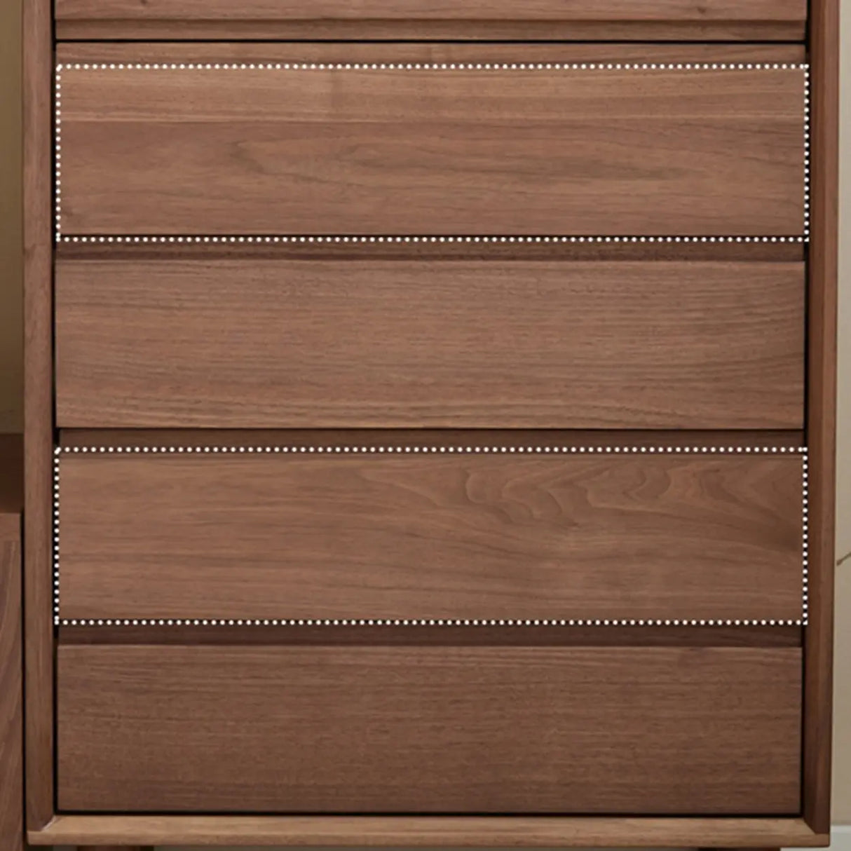 Compact Vertical Walnut Brown Five-Drawer Storage Chest Image - 9