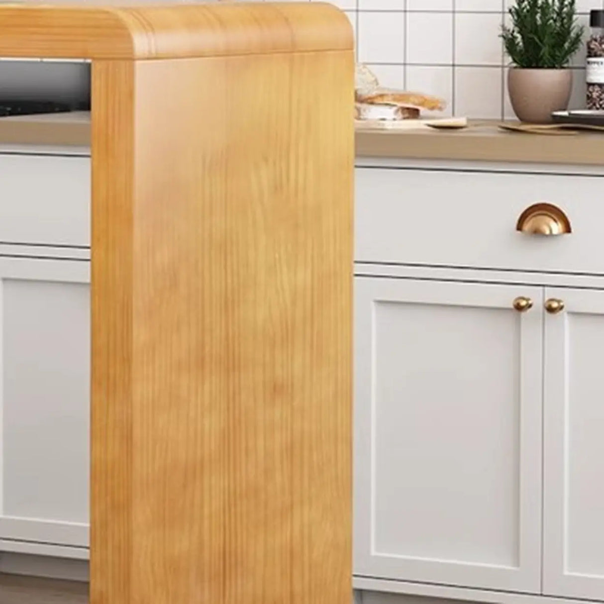 Compact Wooden Breakfast Bar with Built-In Storage Shelves Image - 7