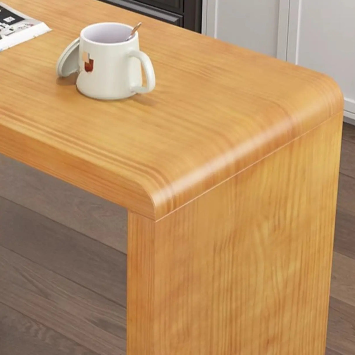 Compact Wooden Breakfast Bar with Built-In Storage Shelves Image - 8