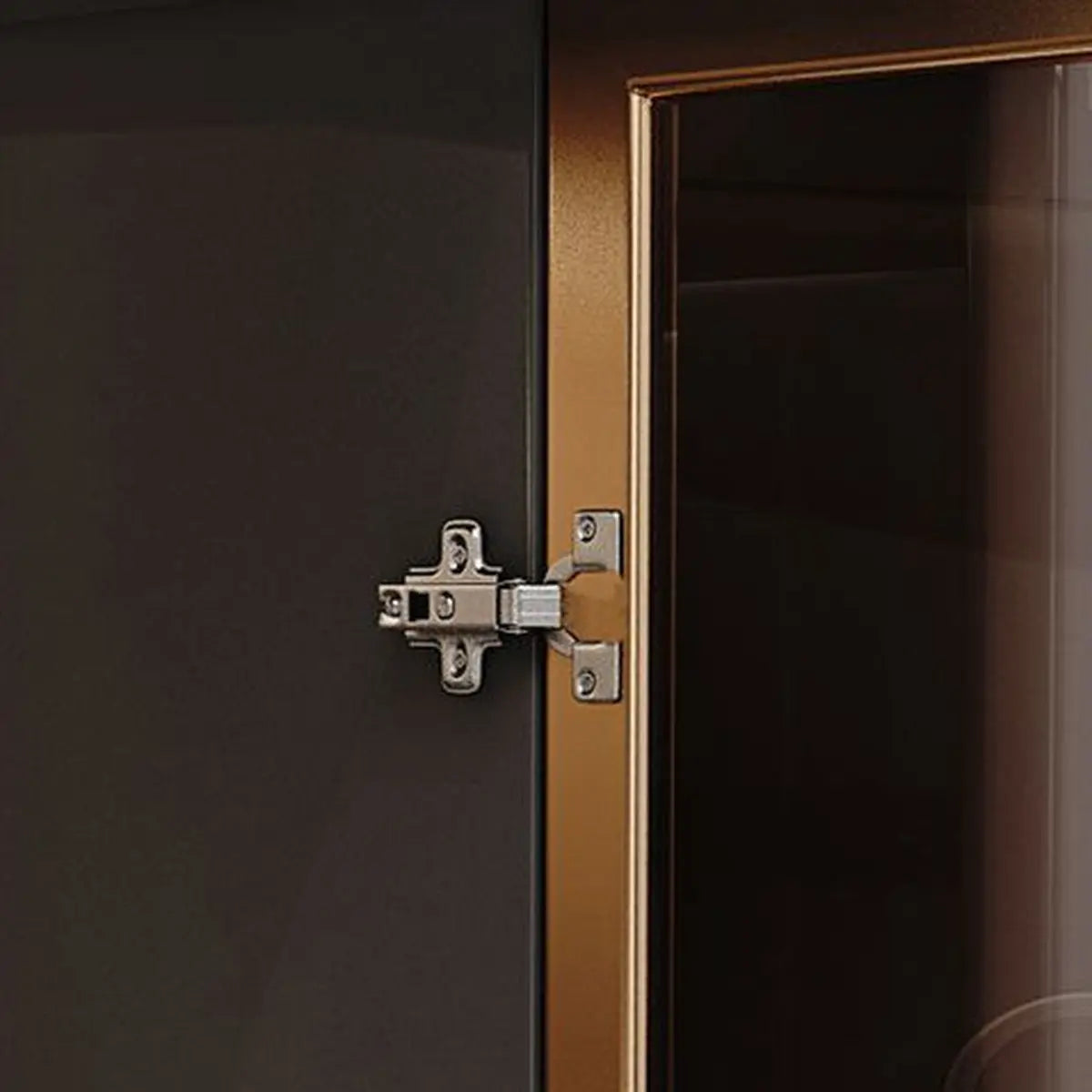 Composite Wood Grey Clear Doors Buffet Table with Drawers Image - 8