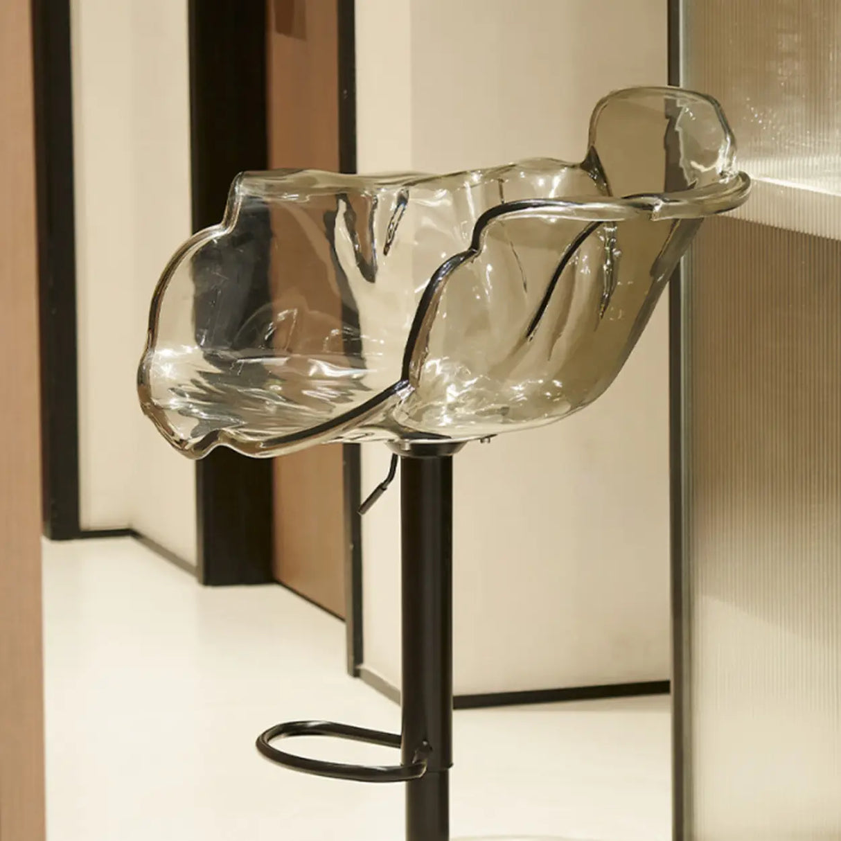 Concave Adjustable Height Swivel Acrylic Bar Stool Image - 1