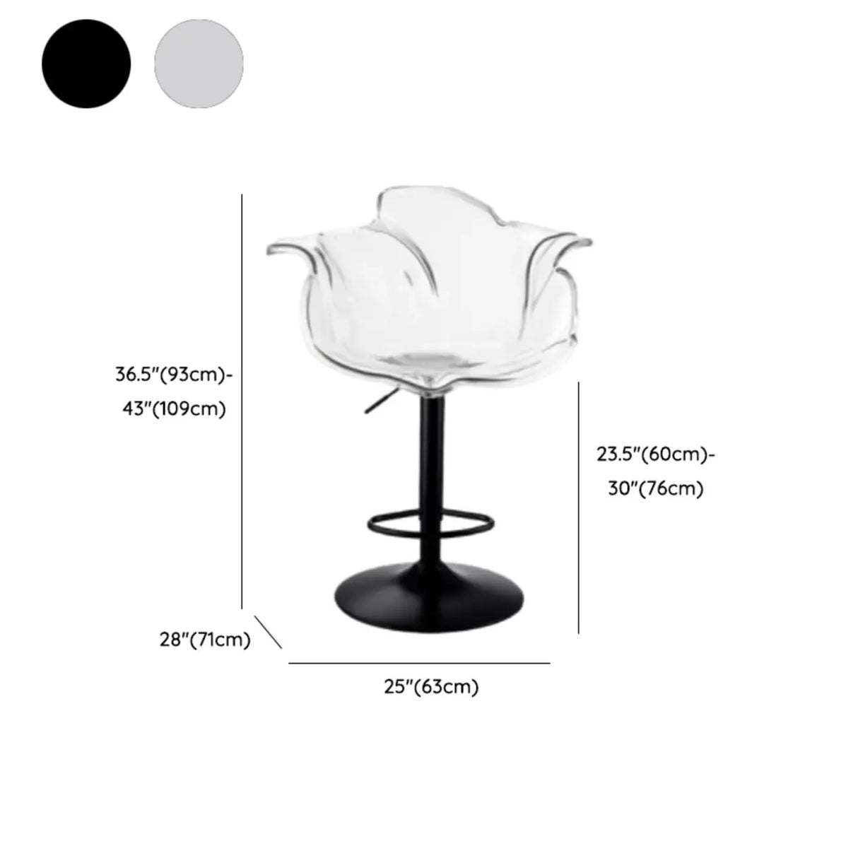 Concave Adjustable Height Swivel Acrylic Bar Stool Image - 21