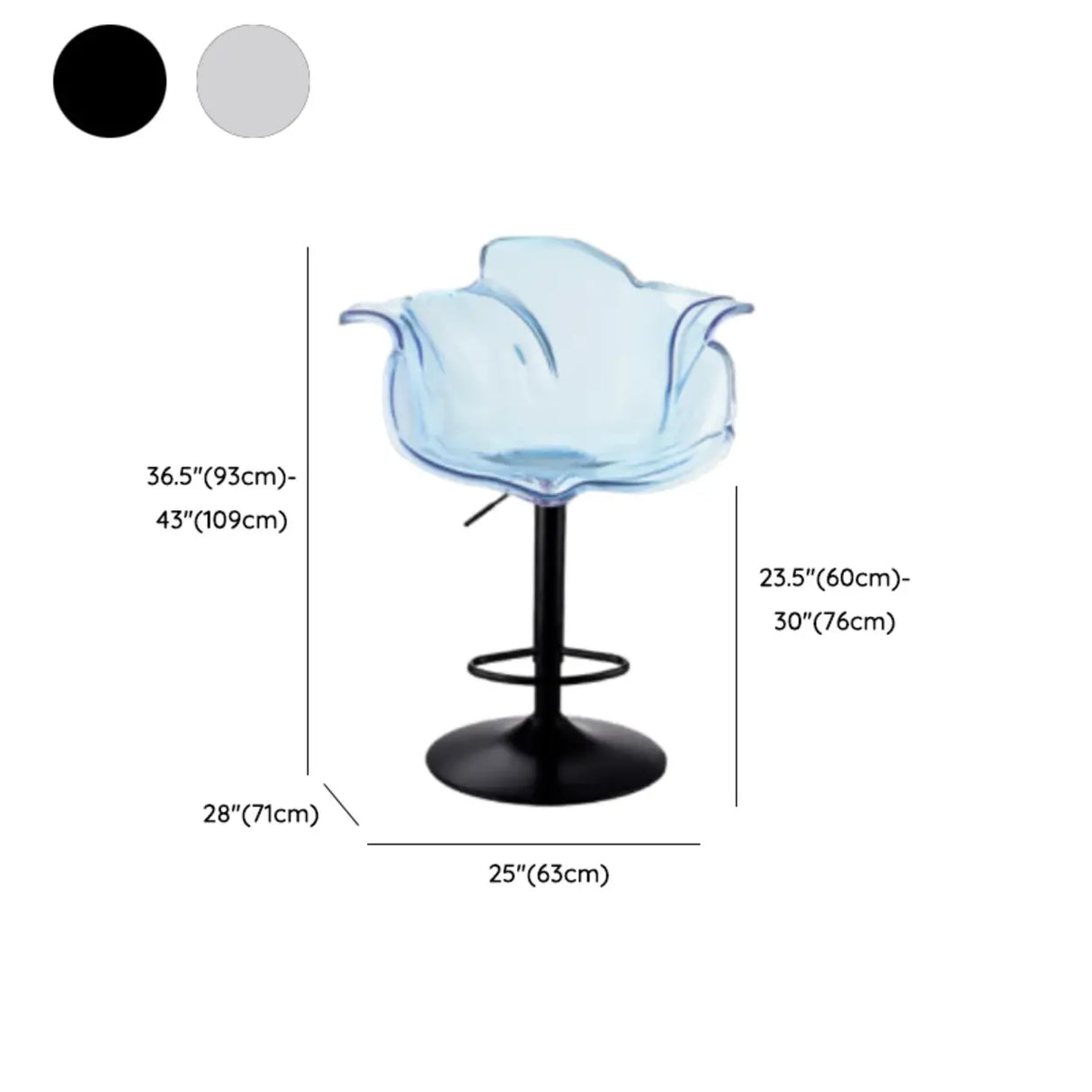 Concave Adjustable Height Swivel Acrylic Bar Stool Image - 22