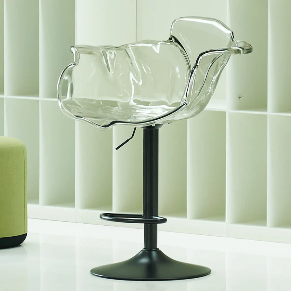 Concave Adjustable Height Swivel Acrylic Bar Stool Image - 6