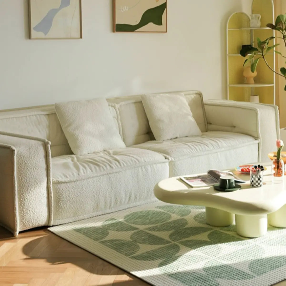 Concealed Support Sherpa Square Arm Tight Back Loveseat Image - 5