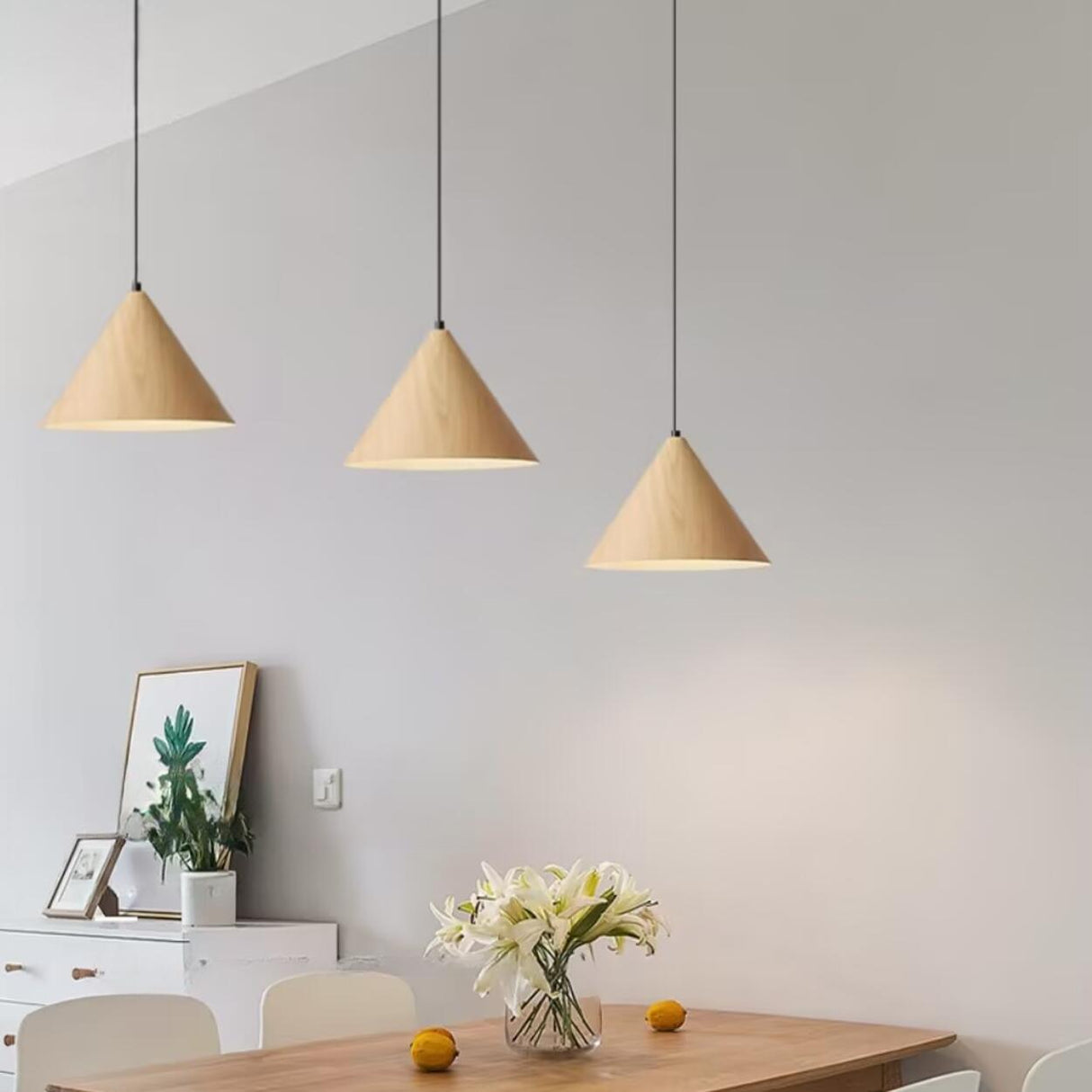 Contemporary 3-Light Cone Metal Island Hanging Light Image - 3