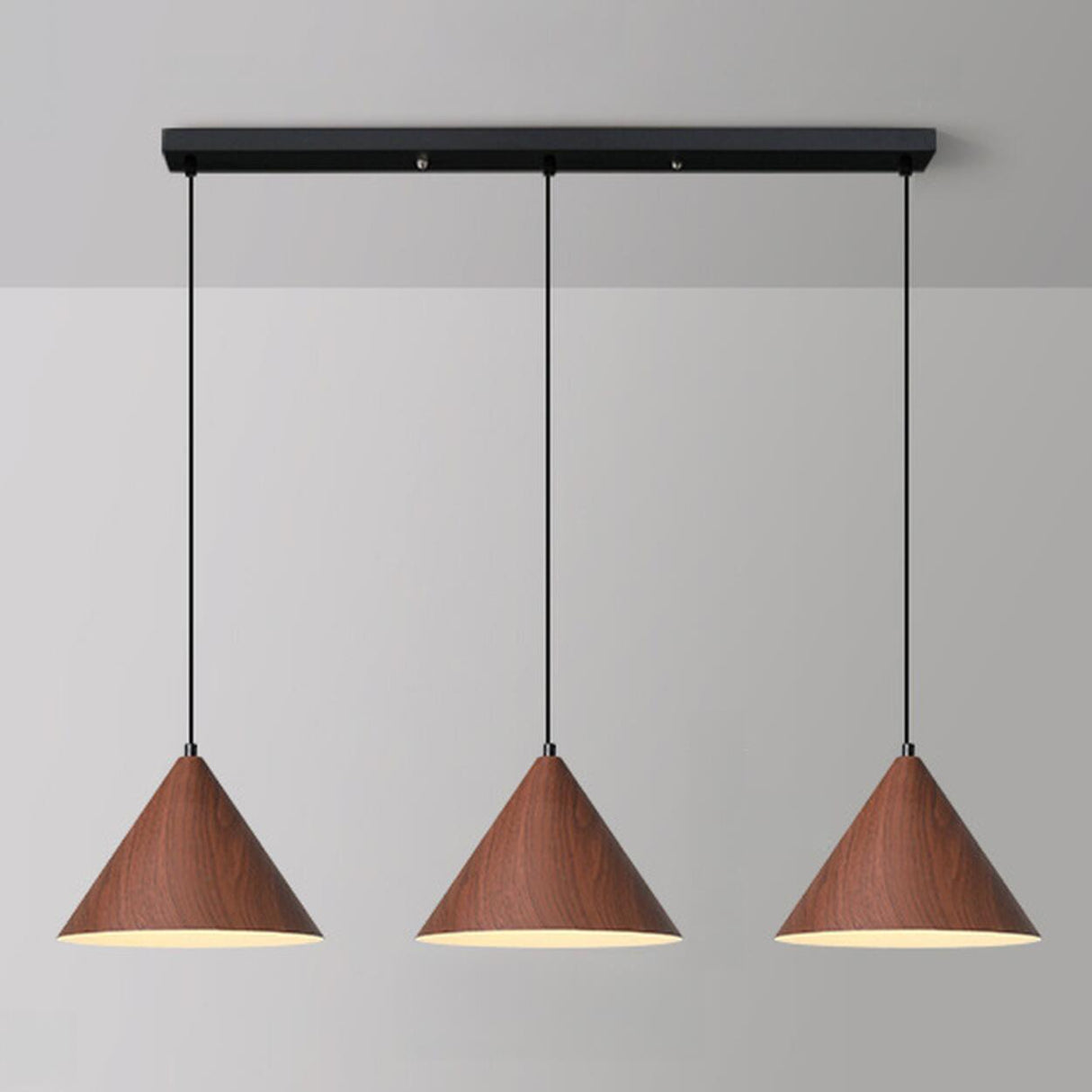 Contemporary 3-Light Cone Metal Island Hanging Light Image - 4