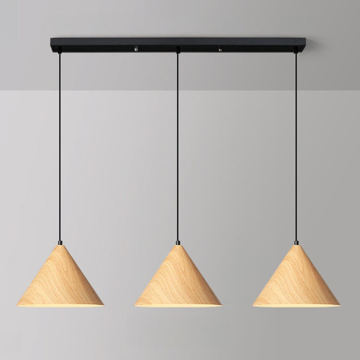 Contemporary 3-Light Cone Metal Island Hanging Light Image - 5