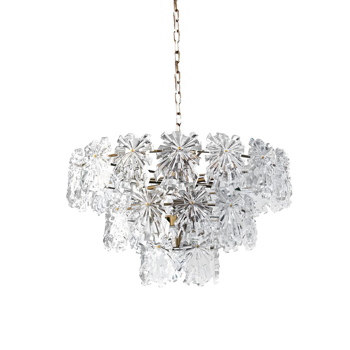 Contemporary 3 Tiers Crystal Snowflake Pendant Chandelier Image - 2