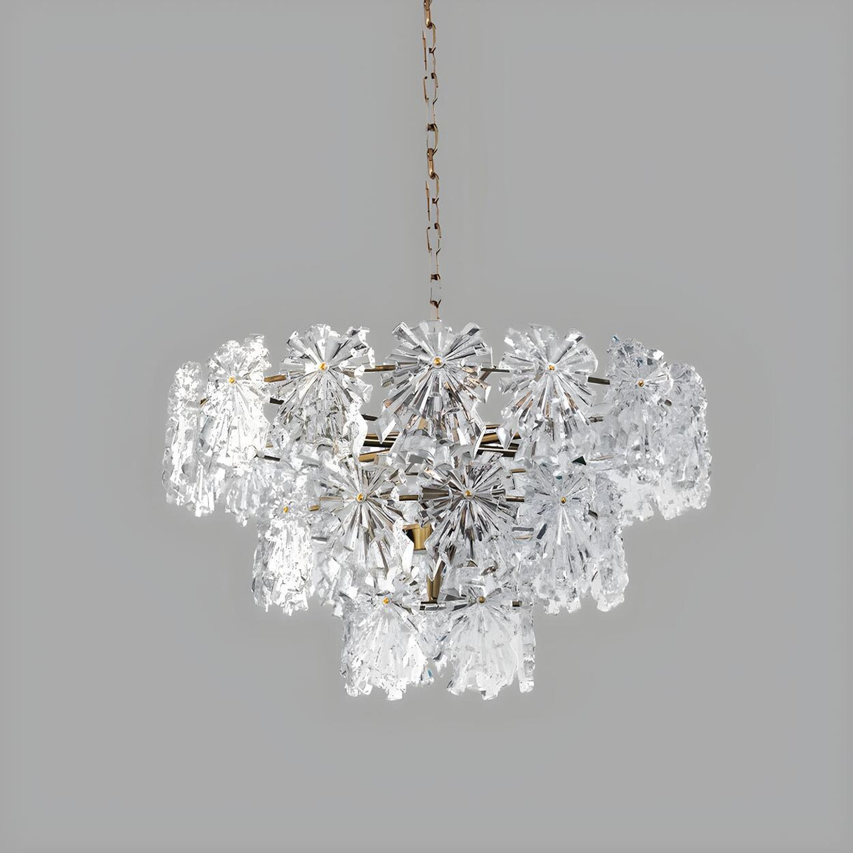 Contemporary 3 Tiers Crystal Snowflake Pendant Chandelier Image - 3