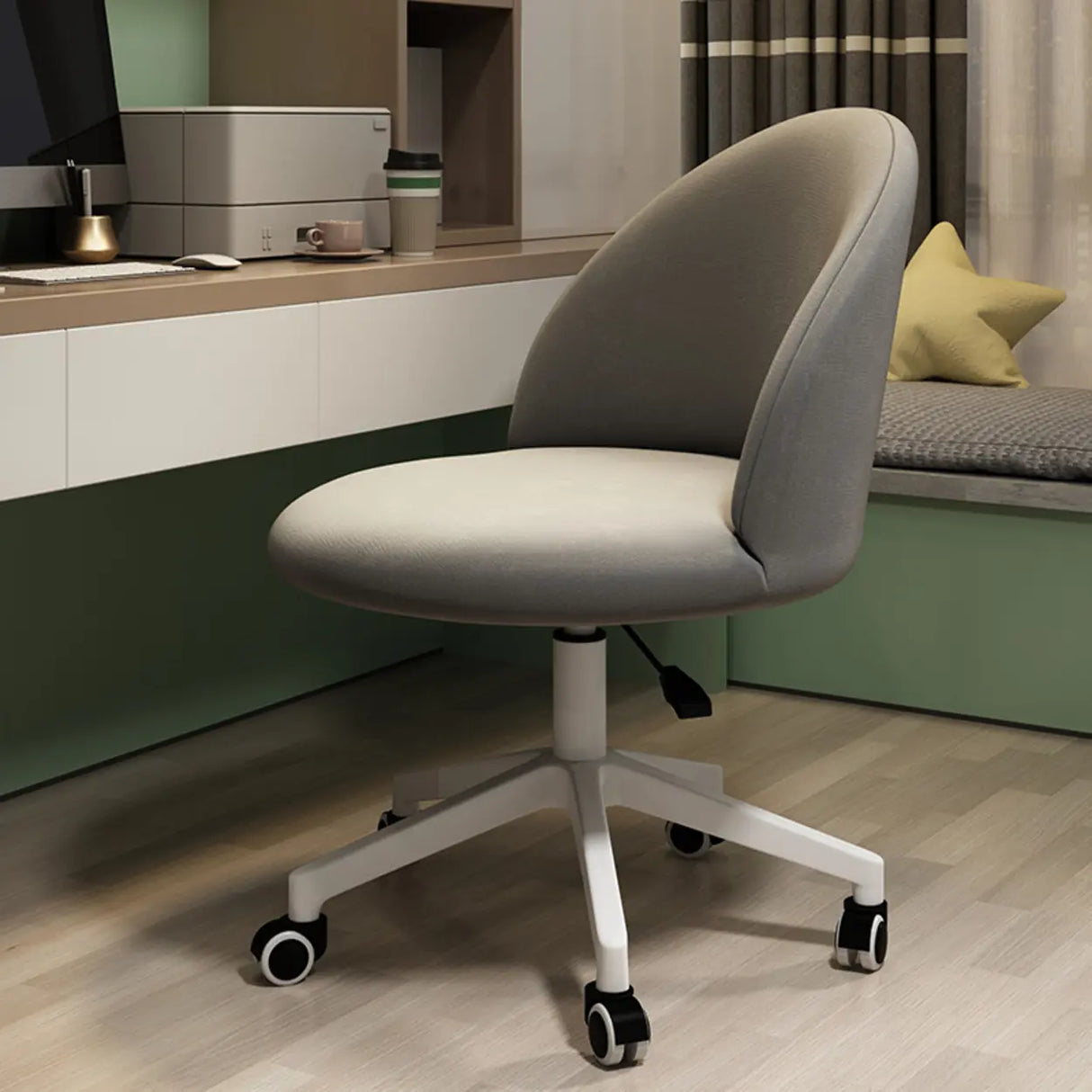 Contemporary Adjustable Ergonomic Upholstered Office Chair Image - 1