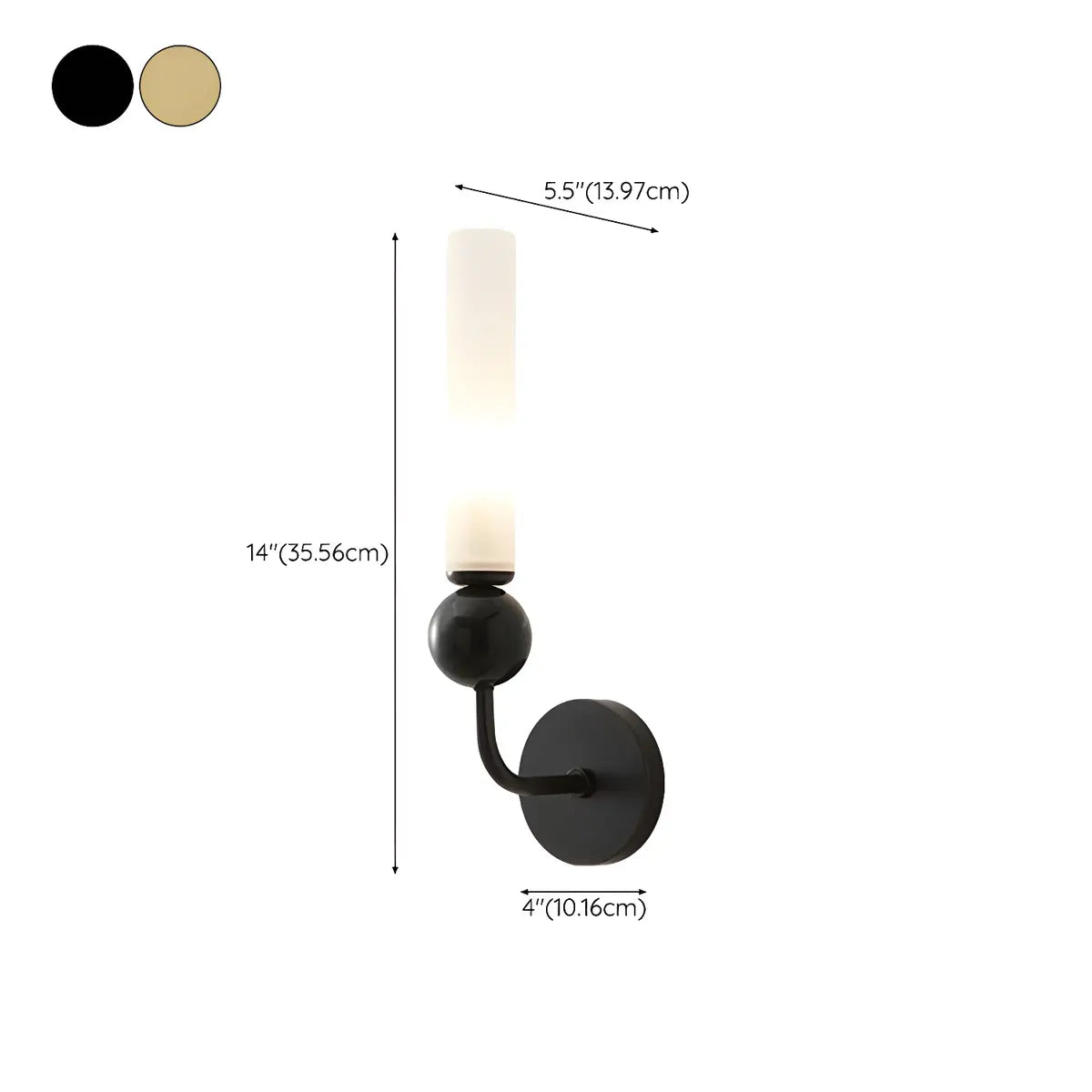 Contemporary Alabaster Brass Cylinder Living Room Wall Lamp