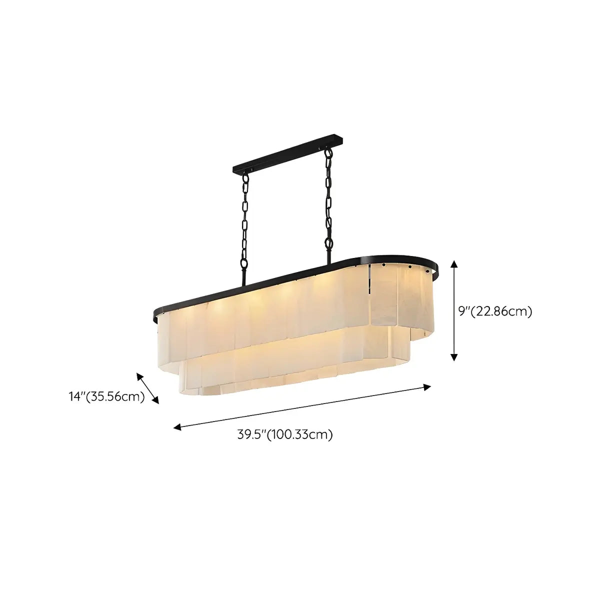 Contemporary Alabaster Oval Marble Chain Island Light