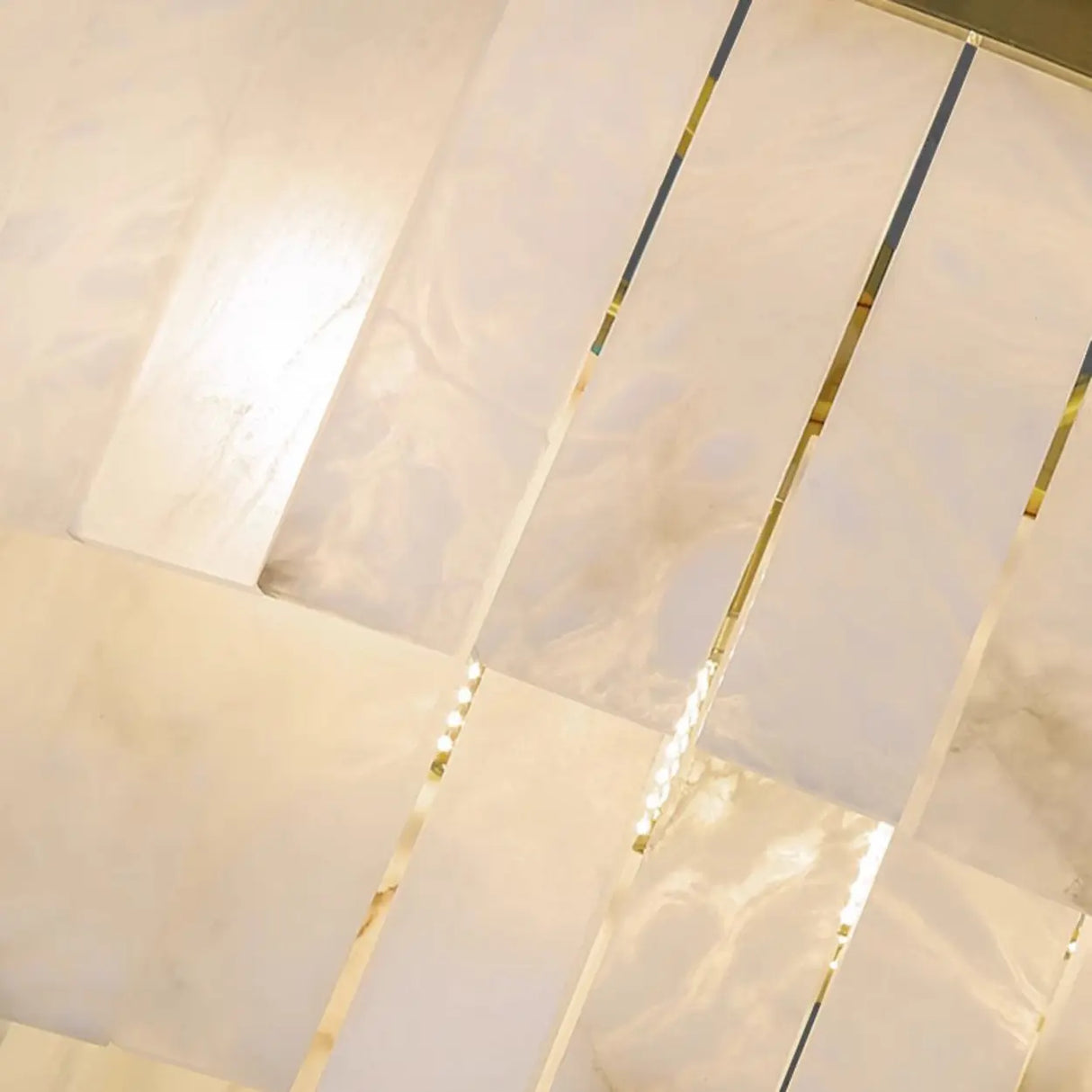 Contemporary Alabaster Tiered Gold Living Room Chandelier Image - 14